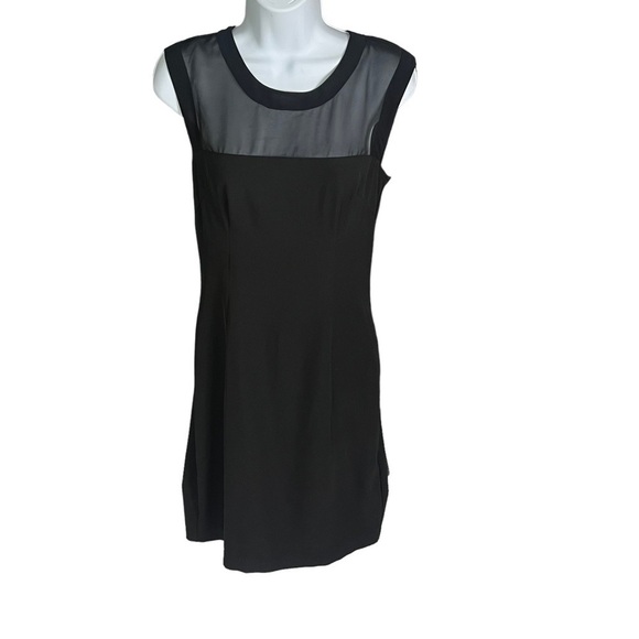 H&M Exposed Zipper Black Dress With Mesh Sheer Detailing Size 8 EUC - Picture 1 of 9